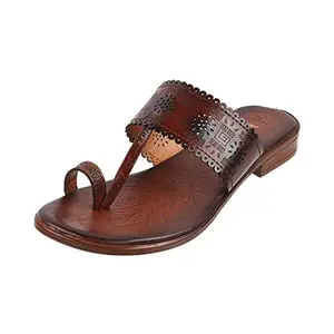 Metro Women Tan Leather Sandals - EU/36 UK/3-32-1750