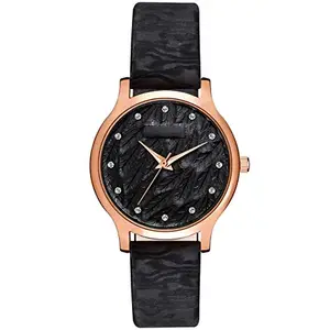 GANESH TIME Women Quartz Watch with Analogue Display and Leather Strap (Band Color : Black) (Dialer Color: Black)