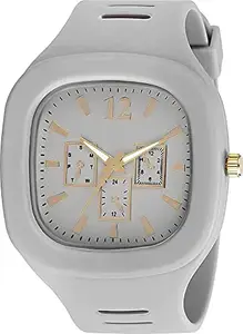 KIARVI GALLERY Squire Dial Silicone Strap Analogue Watch for Men and Boy (Grey)