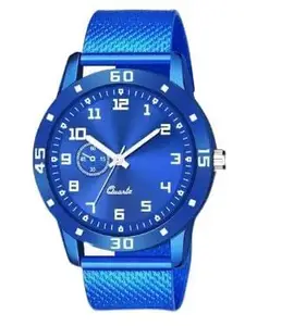 Blue Dial PU Strap Stylish Analog Watch for Men-GBL_2302