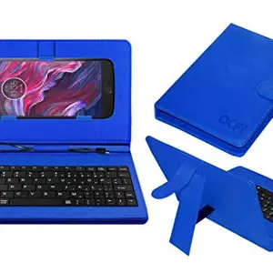 ACM Keyboard Case Compatible with Motorola Moto X4 Mobile Flip Cover Stand Plug & Play Device for Study & Gaming Blue