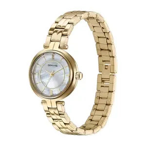 Sonata Festive Quartz Gold Dial Analog MOP Dial Watch for Women, Band: Gold