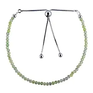 RRJEWELZ Prehnite Round Beaded Bracelet – Faceted 2-2.5mm Multicolor Stones with Silver Lock – 7 Inch Adjustable link Bracelet for Men & Women|LCBR_RR_05575