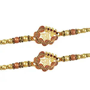 Partunay Set Of 2 Shree Metal Rakhi Set For Brother Bhaiya Bhai Rakhi Gift For Brother