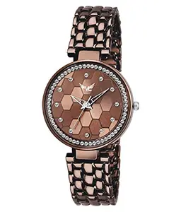 VILLS LAURRENS VL-9001 Beautiful Brown Dial Metal Chain Analog Watch for Women and Girls