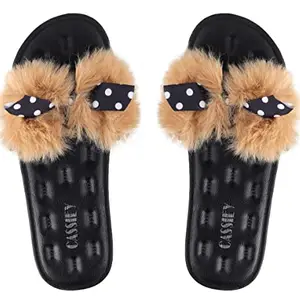 CASSIEY Slippers Flip Flops Sandal | Flat Printed Slipper For Women's and Girl's Black- 4 UK