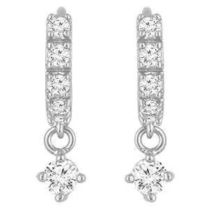 Peora Silver Plated Cubic Zirconia Studded Hoop Earrings Stylish Fancy for Daily/Office/Work Jewellery for Girls and Women