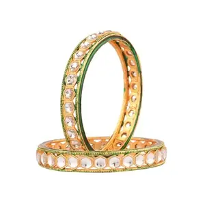 Amazon Brand - Anarva Kundan Crystal Bangles Jewelry Set For Women (2 Pcs), Size-2.6