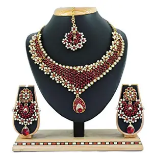 Shashwani Women's Alloy Necklace set (Maroon)-PID26159