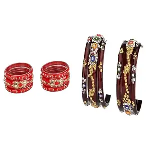 Somil Combo Bangle Set For Women | Traditional Daily Bangles | Perfect For Parties & Functions, Pack Of 12, Red, Maroon -D370