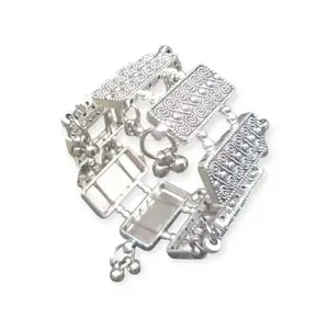 CE COLLECTION Vintage Style Silver-Plated Bracelet with Ornate Pattern and Dangling Beads, Antique Finish