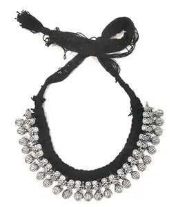 Ritzy Designer Pattern Oxidised Choker Necklace For Women & Girl With Adjustable Black Dori