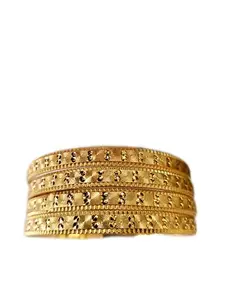 Golden Opulence Designer Collection trending 4: Set of 4 Imitation One Gram Gold Bangles - 2 * 6 Dimensions design bangales