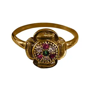 Panchaloha (Impon) Flower Design Fancy Ruby Ring