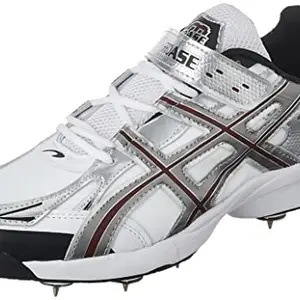 PRO ASE Mens Elite Performance 2.0 Metal Spikes Cricket Shoes for Men (White/Red) 8 UK/IND