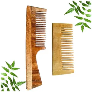 Hair Growth and Hairfall Control | Shampoo Comb And Neem Wooden Comb With Handle Combo - For Hair Fall Treat And Dandruff Treatment