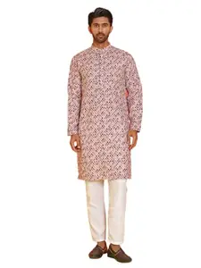 Jompers Men's Purple Printed Kurta Pyjama Set (Purple, M)