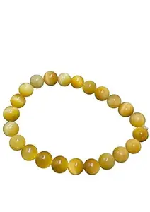 RARE-GEMS Chrysoberyl Cats Eye Gemstone Rare Vaiduryam Stone Stretchable Hand Bracelet Ketu Mani Stone Cat Eye Stone Bracelet Yellow Cats Eye Bracelet Ketu Stone Original कैट आई स्टोन ब्रेसलेट