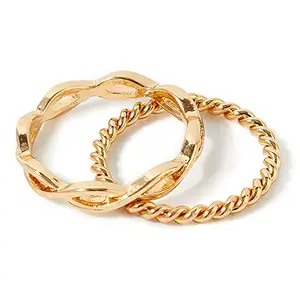 Accessorize London Women's gold Set of 2 Textured Skinny Ring Pack