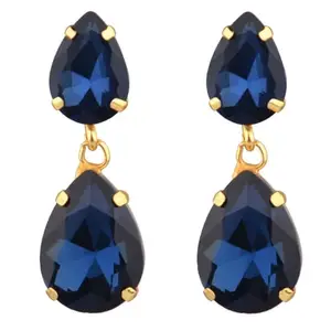 Amazon Brand - Anarva Fashion Blue Crystal Drop Earrings for Women