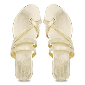 Nelle Harper Women's Golden Sandal-3 Kids UK (NHNED001)