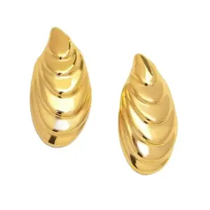 KRYSTALZ Vintage Chunky Spiral Shell Gold Plated Stainless Steel Stud Earrings Valentine Hoop Earrings for women