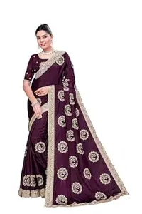 Flowato Enterpraise Women Silk Crepe hevy Embroidery Work saree Latest Sarees new Peacock Designer with Unstitched work Blouse Piece