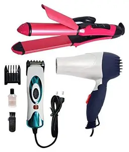 BELLARY BELLARY Combo of Hair Dryer and Nhc-2019 Straightener and Curler, Professional Electric Hair Trimmer