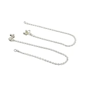 Cross Link Silver Payal |Pair of 2 | Handcrafted Indian Anklets for Women