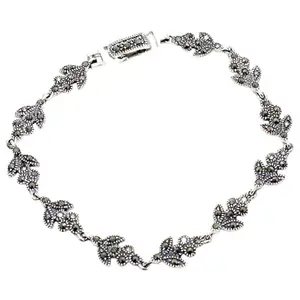 Rajasthan Gems Designer Bracelet 925 Sterling Silver Marcasite Stone Women Handmade Gift k087