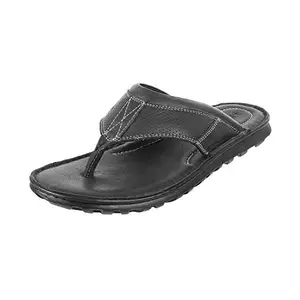 Metro Men Black Leather Sandals 5-UK (39 EU) (16-173)