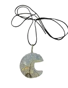 CA AGATE Wire Wrapped Opal Moon White Healing Pendant for Women