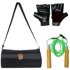 SIMRAN SPORTS Home Gym Accessories Gym Bag with A Pair of Gym Gloves and Skipping Rope