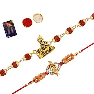 Rakhi Rudraksh Krishna Classic Look KRISHNA JI Rakhi With Roli Chawal,Greeting Card -650