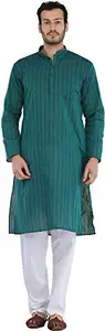 Exotic India Men's Cotton Kurta Pyjama (SPF31-36-everglade_Blue_36)