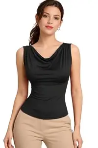 TIVANTE Women's Sleeveless Cowl Neck Top Woman || Crop top for Women Stylish Western