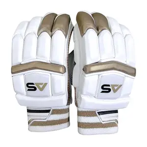 ASS Sports Right-Hand Cricket Batting Gloves for Men/Adults | Comfortable Fit Leather Cricket Batting Gloves (Gold and White)