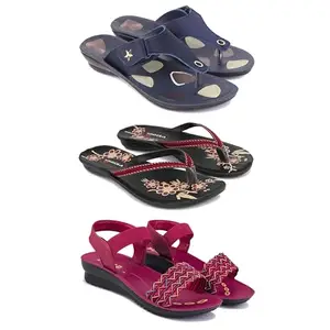 Women's Comfortable Sandal,Casual Lightweight Sandal for Everyday Wear | (COMBO-3)-1973-O18-1934-5