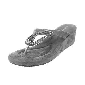 Walkway Women Grey Synthetic Slip Ons,EU/39 UK/5 (44-1332)