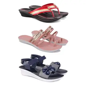 Women's Comfortable Sandal,Casual Lightweight Sandal for Everyday Wear | D_(COMBO-3)-1958-1944-1972-7