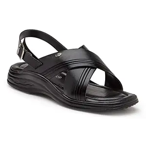Action Men's SA-3351 Black Synthetic Leather Slip-On Casual Sandal