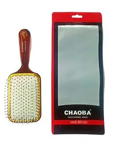CHAOBA Professional Professional Classic Transparent Paddle Hair Brush with Strong & flexible nylon bristles For Grooming, Straightening, Smoothing Hair, ideal for Men & Women, Yellow (CHB-8589-GS)