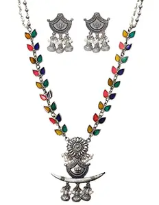 Total Fashion Meenakari Work Oxidised Antiqe Jewellery Necklace Set for Women & Girls, Multicolor