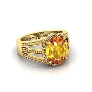PRANJAL GEMS 9.25 Ratti Pukhraj Stone Original Certified Yellow Sapphire Gemstone Adjustable Woman Man Ring With Lab Certificate