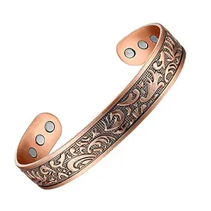 LONGRN Copper Bracelet with 6 magnets for Men and Women