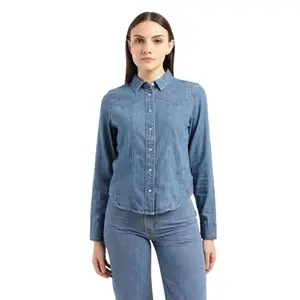 Levi's Women's Slim Fit Shirt (A7815-0001_Blue
