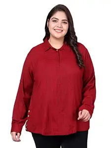 Indietoga Women's Plus Size Casual Rayon Shirt (P1000-1245_Red & Black Checkered_7XL)