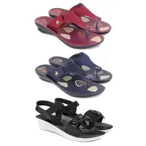 Women's Comfortable Sandal,Casual Lightweight Sandal for Everyday Wear | (COMBO-3)-1974-1973-1969-7