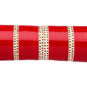 Rijoli Red Bridal PUNJABI Dulhan Chura/Bangle Set for Women/Girls (Pack of 80) (Red-2.4)