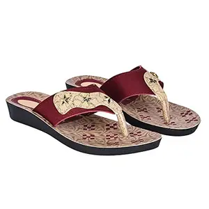 Aedee Casual Comfot flat Wedding Party Fashion Sandal For Women And Girls, Slip On Super Light weight Sandal & Non-Slippery Sandal For Women (PF_203_Red)